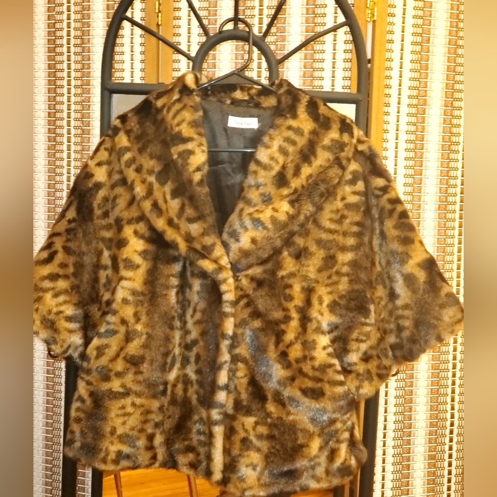 Brown Cape Faux Fur Jacket